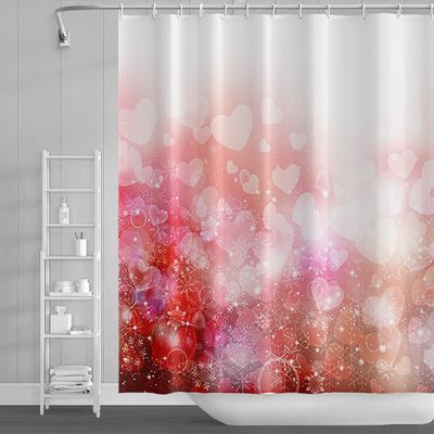 Yeele Bokeh Shower Curtain Glitter Heart Pattern Shower Curtains Waterproof Polyester Winter Snowflake Bathroom Curtain Romantic Love Happy Valentine's Day Bath Curtain with Hooks,69x70in
