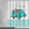 Yeele Blue Truck Shower Curtain Spring Colorful Flowers Shower Curtains Blue and White Grid Bathroom Curtain Live Simply Home Decor Valentine's Day Bathroom Curtain with Hooks,72x84in view 1