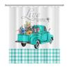 Yeele Blue Truck Shower Curtain Spring Colorful Flowers Shower Curtains Blue and White Grid Bathroom Curtain Live Simply Home Decor Valentine's Day Bathroom Curtain with Hooks,72x84in view 2