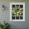 DEDEMCO Spring Lemon Wreath Lavender Front Door Wreath,17 Inch Green Eucalyptus Wreath Floral Garland Summer Fruit Wreath with Lemon Blueberry for Home Party Decor view 4