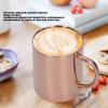 13.5oz Stainless Steel Tea Cup, Double Walled Coffee Mug Colorful Metal Camping Coffee Mug with Handle for Milk, Beer, Coffee(Rose Gold) view 3