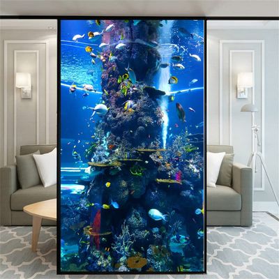 Xijier No Glue Window Film Privacy Aquarium Picture 110K Decorative Frosted Glass Door Window Covering Window Decals Window Sticker for Home Office 65x110cm(25.6" x43.3)