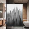 Xijier No Glue Privacy Window Film - Forest Pictures, 110H Decorative Frosted Glass Door Covering - Home Office 65x110cm(25.6" x43.3) view 2