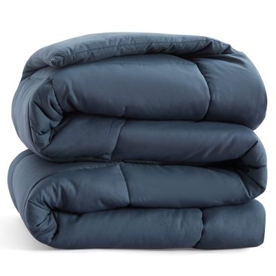 LinenEra Eastern King 116'' x 108'' Comforter Navy Blue Comforter for Bed All Season Down Alternative Comforter Corner Tabs