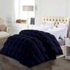 Saferay Green All-Season Luxury Pinch Pleated Pintuck Oversized King Plus Size 128 x 120 Inches Size Down Alternative Quilted Comforter 1 Comforter 1 Piece 500 GSM - Machine Washable Navy Blue view 2