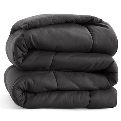 LinenEra Eastern King 116'' x 108'' Comforter Black Comforter for Bed All Season Down Alternative Comforter Corner Tabs