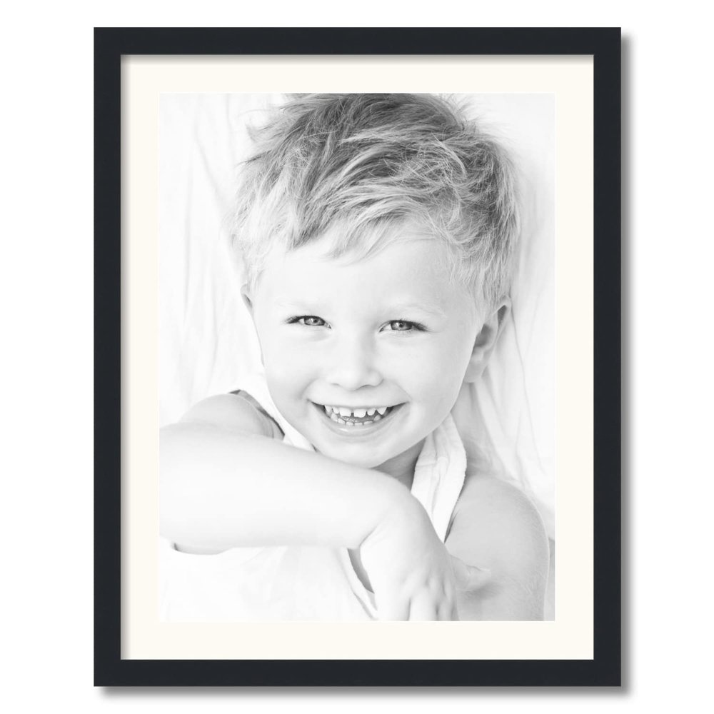 ArtToFrames 18x24 inch Satin Black Picture Frame with 2 Inch Single White Mat, SingleMat-FRBW26079-18x24-1402