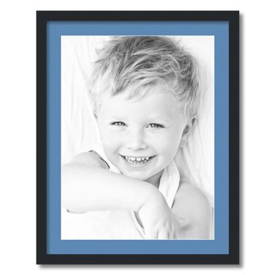 ArtToFrames 18x24 inch Satin Black Picture Frame with 2 Inch Single Liberty Blue Mat, SingleMat-FRBW26079-18x24-817
