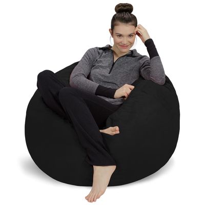 Sofa Sack Bean Bag Chair - Plush, Ultra Soft - Memory Foam Bean Bag Chair with Microsuede Cover - Stuffed Foam Filled Furniture and Accessories for Dorm Room 3 Feet - Midnight Black