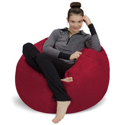 Sofa Sack Bean Bag Chair - Plush, Ultra Soft - Memory Foam Bean Bag Chair with Microsuede Cover - Stuffed Foam Filled Furniture and Accessories for Dorm Room 3 Feet - Cherry Red