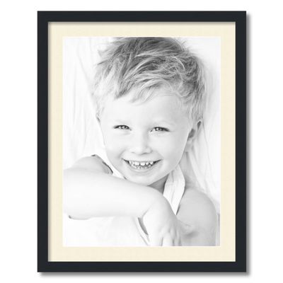 ArtToFrames 18x24 inch Satin Black Picture Frame with 2 Inch Single Ivory Mat, SingleMat-FRBW26079-18x24-81