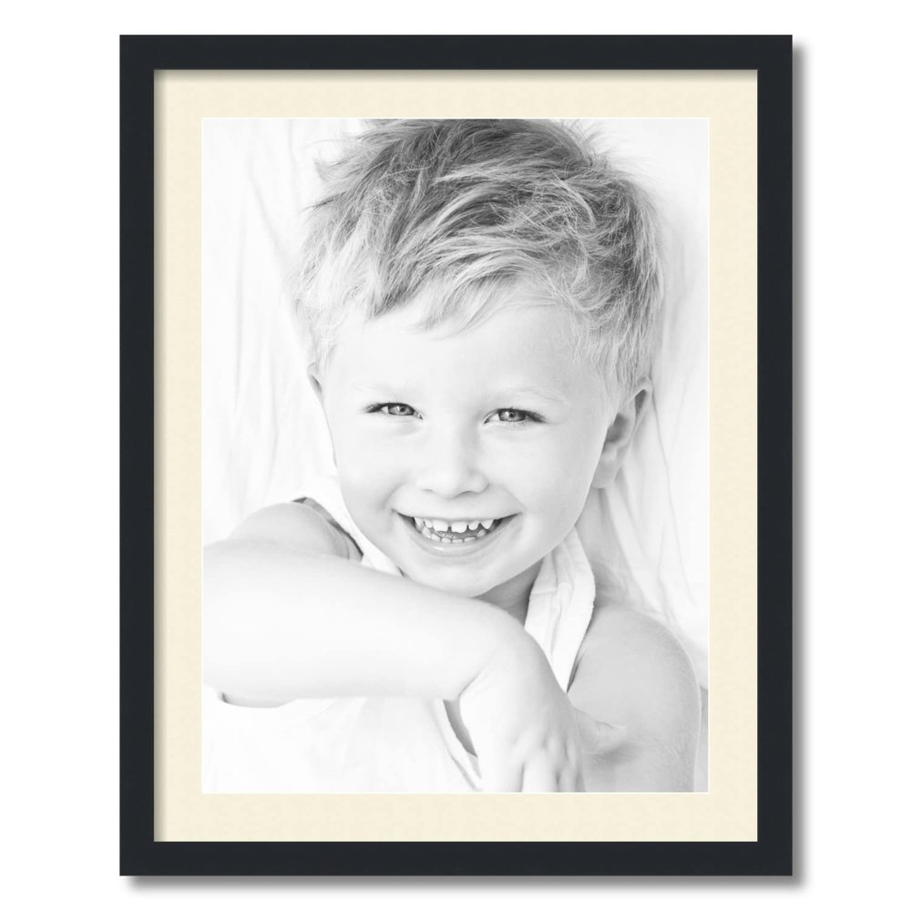 ArtToFrames 18x24 inch Satin Black Picture Frame with 2 Inch Single Ivory Mat, SingleMat-FRBW26079-18x24-81
