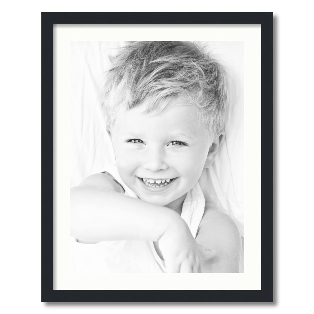 ArtToFrames 18x24 inch Satin Black Picture Frame with 2 Inch Single Fabric White Mat, SingleMat-FRBW26079-18x24-65