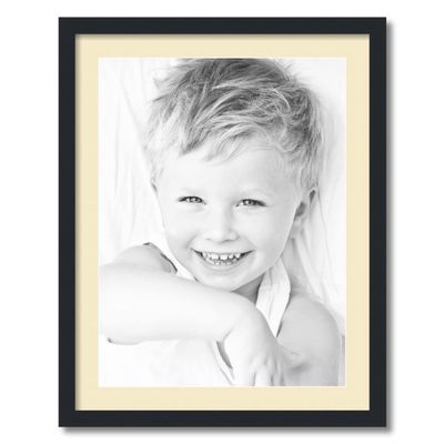 ArtToFrames 18x24 inch Satin Black Picture Frame with 2 Inch Single Cream Mat, SingleMat-FRBW26079-18x24-203