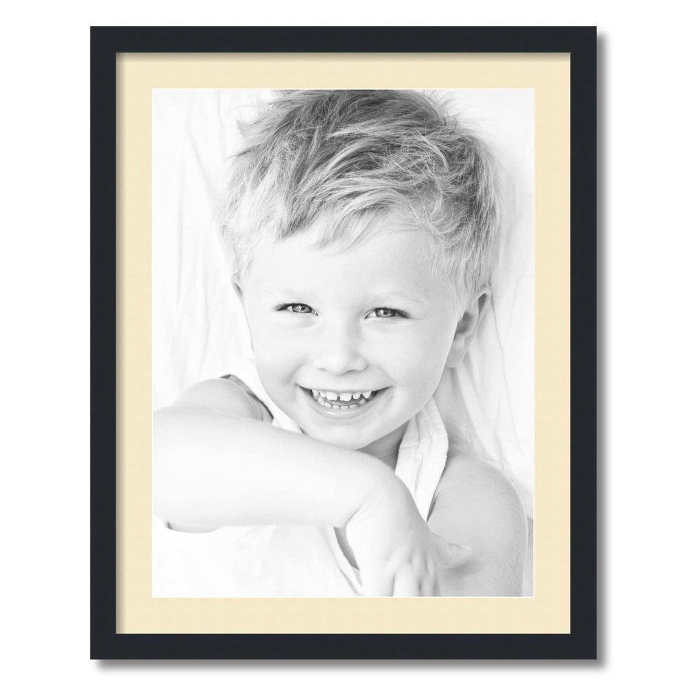 ArtToFrames 18x24 inch Satin Black Picture Frame with 2 Inch Single Cream Mat, SingleMat-FRBW26079-18x24-203