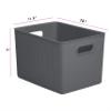 Superio Ribbed Collection - Decorative Plastic Basket Open Home Storage Bins Organizer, X-Large Grey (6 Pack) Container Boxes for Organizing Closet Storage Bins for Shelves 22 Liter/23 Quart view 2