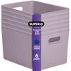 Superio Ribbed Collection - Decorative Plastic Basket Open Home Storage Bins Organizer, X-Large Lilac Purple (6 Pack) Container Boxes for Organizing Closet Storage Bins for Shelves 22 Liter/23 Quart view 1