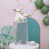 12in Dia Acrylic Chandelier Metal Round Cake Stand with Crystal Pendants and Beads, Used for Christmas Wedding Party Dessert Cake Display Stand Desktop Dcor, 16" Hight Silver Rhinestone Cake Stand view 2