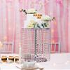12in Dia Acrylic Chandelier Metal Round Cake Stand with Crystal Pendants and Beads, Used for Christmas Wedding Party Dessert Cake Display Stand Desktop Dcor, 16" Hight Silver Rhinestone Cake Stand view 4