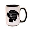 Bible verse coffee mug by swaygirls | Religious faith gifts | Christian coffee cup | Scripture she who kneels before God (11 ounces, Black handle) view 1