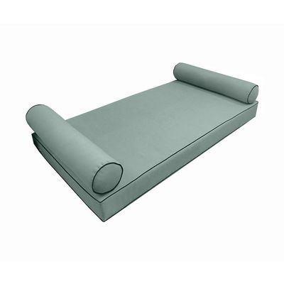 DBM IMPORTS *Cover ONLY*-Style 5 Outdoor Daybed Mattress Bolster Pillow Slipcovers Contrast Pipe Trim Queen Size - AD002