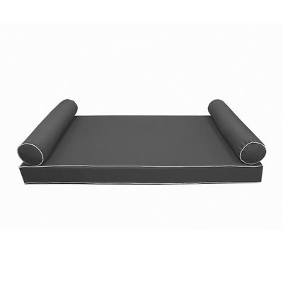 Prolinemax Style 5 - Mattress & Pillow Bolster for Outdoor Indoor Daybed Porch Swing Bed Contrast Trim Full Size AD003 | Covers ONLY |