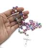 6mm Round Ceramic Beads Rosary Necklace Polymer Clay Cross Pendant Catholic Necklaces Religious Jewelry Women Charm Gifts view 2