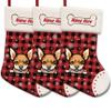 MALIHONG 3 Pack Personalized Christmas Red Buffalo Plaid Stocking with Lovely Dog Chihuahua Snowflake Home Decorations Gifts for Family 14.4" view 1