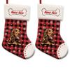MALIHONG 2 Pack Personalized Christmas Red Buffalo Plaid Stocking with Lovely Dog Cocker Spaniel Snowflake Home Decorations Gifts for Family 14.4" view 1