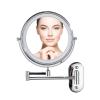 ZHANGY Wall-Mounted Makeup Mirror with LED Luminous Touch Button Stepless 3 Colors Dimmable Double-Sided Magnifying Mirror 360 Rotating 8-inch Extendable Bathroom (Silver 3X) view 1