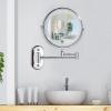 ZHANGY Wall-Mounted Makeup Mirror with LED Luminous Touch Button Stepless 3 Colors Dimmable Double-Sided Magnifying Mirror 360 Rotating 8-inch Extendable Bathroom (Silver 3X) view 2