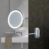 ZHANGY Wall-Mounted Makeup Mirror with LED Luminous Touch Button Stepless 3 Colors Dimmable Double-Sided Magnifying Mirror 360 Rotating 8-inch Extendable Bathroom (Silver 3X) view 4
