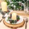 Christmas Candle Ring Small Artificial Red Berry Wreath Candle Holder Rings Centerpiece ChristmasTable Decoration (Green) view 2