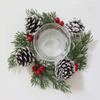 Christmas Candle Ring Small Artificial Red Berry Wreath Candle Holder Rings Centerpiece ChristmasTable Decoration (Green) view 3