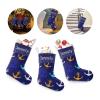 CUXWEOT Personalized Navy Nautical Anchor Blue Christmas Stockings Customize Name Candy Bag for Family Holiday Party Decorations Gift 17.52 x 7.87 Inch view 3