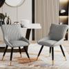 Alunaune Upholstered Grey Dining Chairs Set of 2 Modern Kitchen Chairs, Mid Century Accent Chair Faux Suede Armless Leisure Chair Living Room Desk Side Chair view 1