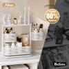 3-Tier Rotating Bathroom Counter Organizer, Vanity Tray for Makeup & Skincare, Countertop Spice Rack Storage, Space-Saving Shelf for Bathroom, Kitchen, Laundry Room, Baby Bottle Station, White view 4