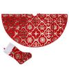 Christmas Tree Skirt 48 Inches Large Xmas Tree Mat Christmas Decorations Xmas Tree Skirts with Christmas Stocking for Merry Christmas New Year Home Holiday Party Christmas Tree Decorations (Red) view 1