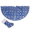Christmas Tree Skirt 48 Inches Large Xmas Tree Mat Christmas Decorations Xmas Tree Skirts with Christmas Stocking for Merry Christmas New Year Home Holiday Party Christmas Tree Decorations (Blue) view 1
