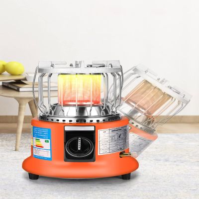 2-in-1 Portable Propane Heater and Stove, 3.7 kw Portable Gas Heater Outdoor, Camping Mini Heater for Ice Fishing Backpacking Hiking Hunting Survival Emergency (Color : Orange)
