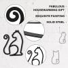 Ferraycle 3 Pieces Black Cat Metal Wall Art Wire Wall Sign Cat Sign Decor for Kitchen Restaurant Shop Decors Christmas Cats Lover Gifts(Cat Style) view 3