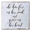 Aihesui Wood Sign Hanging Home Wall Decoration She Has Fire in Her Soul and Grace in Her Heart Plaque Use for Living Room Kitchen Batheroom Bedroom Office School 16x16inch view 1