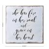 Aihesui Wood Sign Hanging Home Wall Decoration She Has Fire in Her Soul and Grace in Her Heart Plaque Use for Living Room Kitchen Batheroom Bedroom Office School 16x16inch view 2