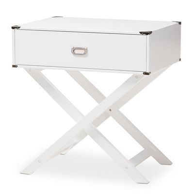 BOWERY HILL 1 Drawer Nightstand Table in White