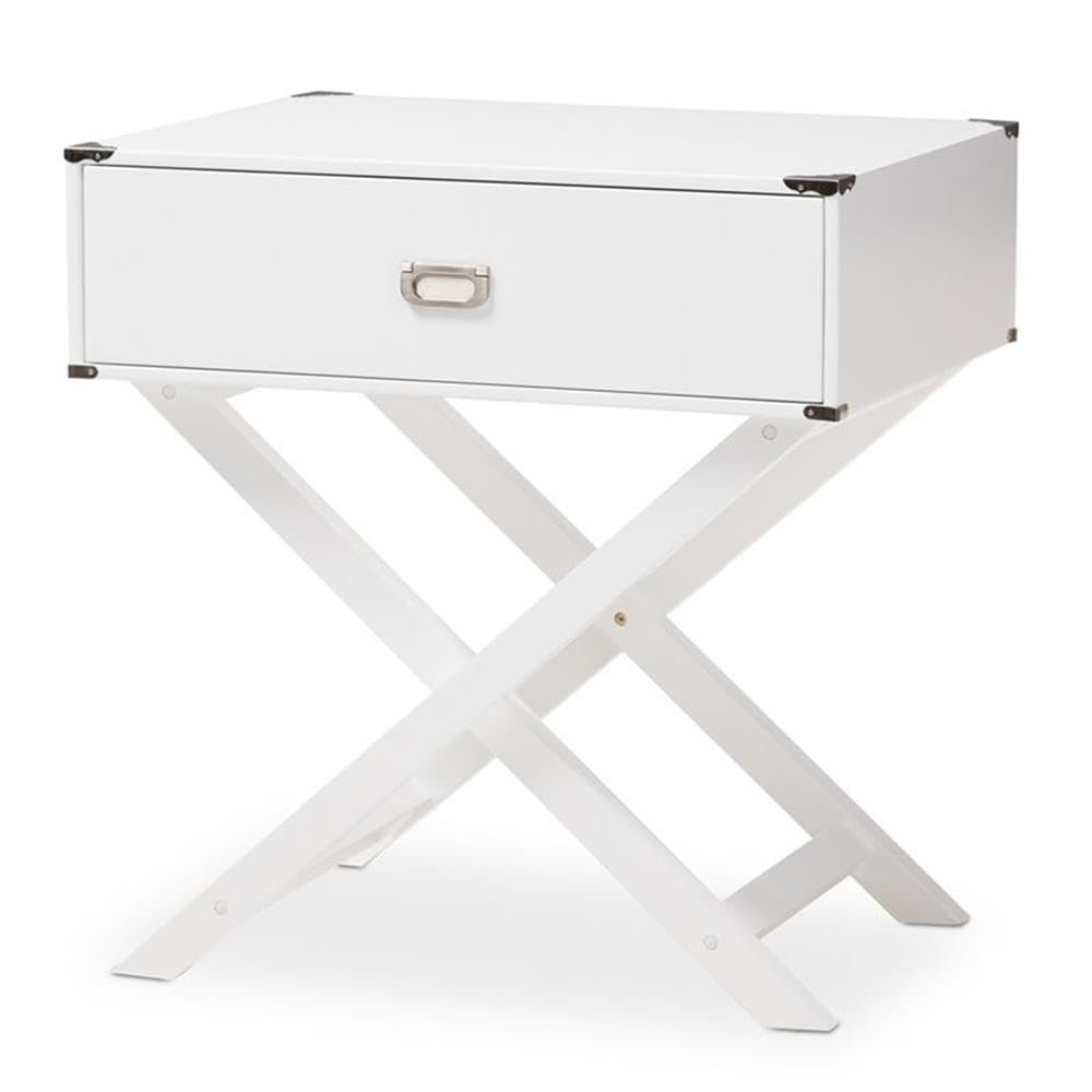 BOWERY HILL 1 Drawer Nightstand Table in White