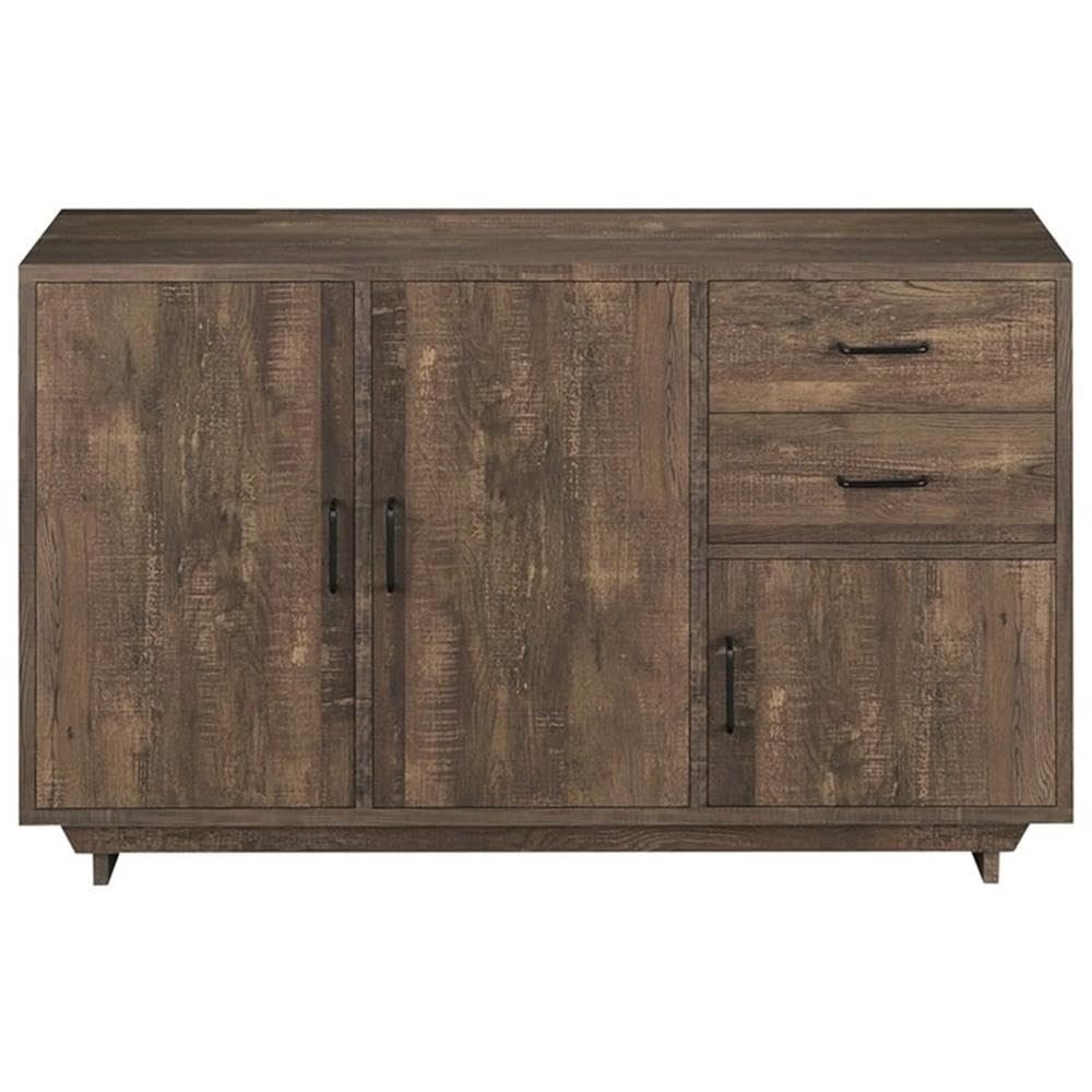 BOWERY HILL Rustic Wood Two-Drawer Buffet in Reclaimed Oak