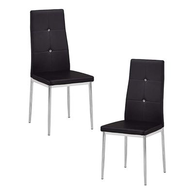 BOWERY HILL Bi Cast Mondern Leather Dining Side Chairs in Black (Set of 2)