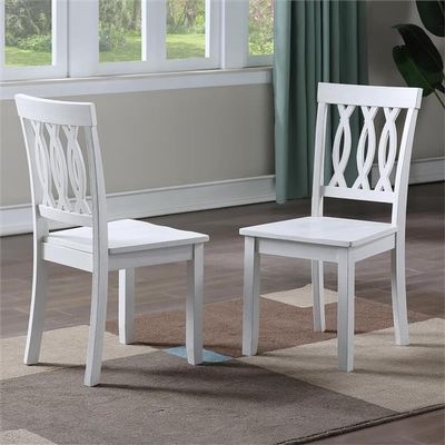 BOWERY HILL Contemporary White Solid Wood Side Chair (Set of 2)