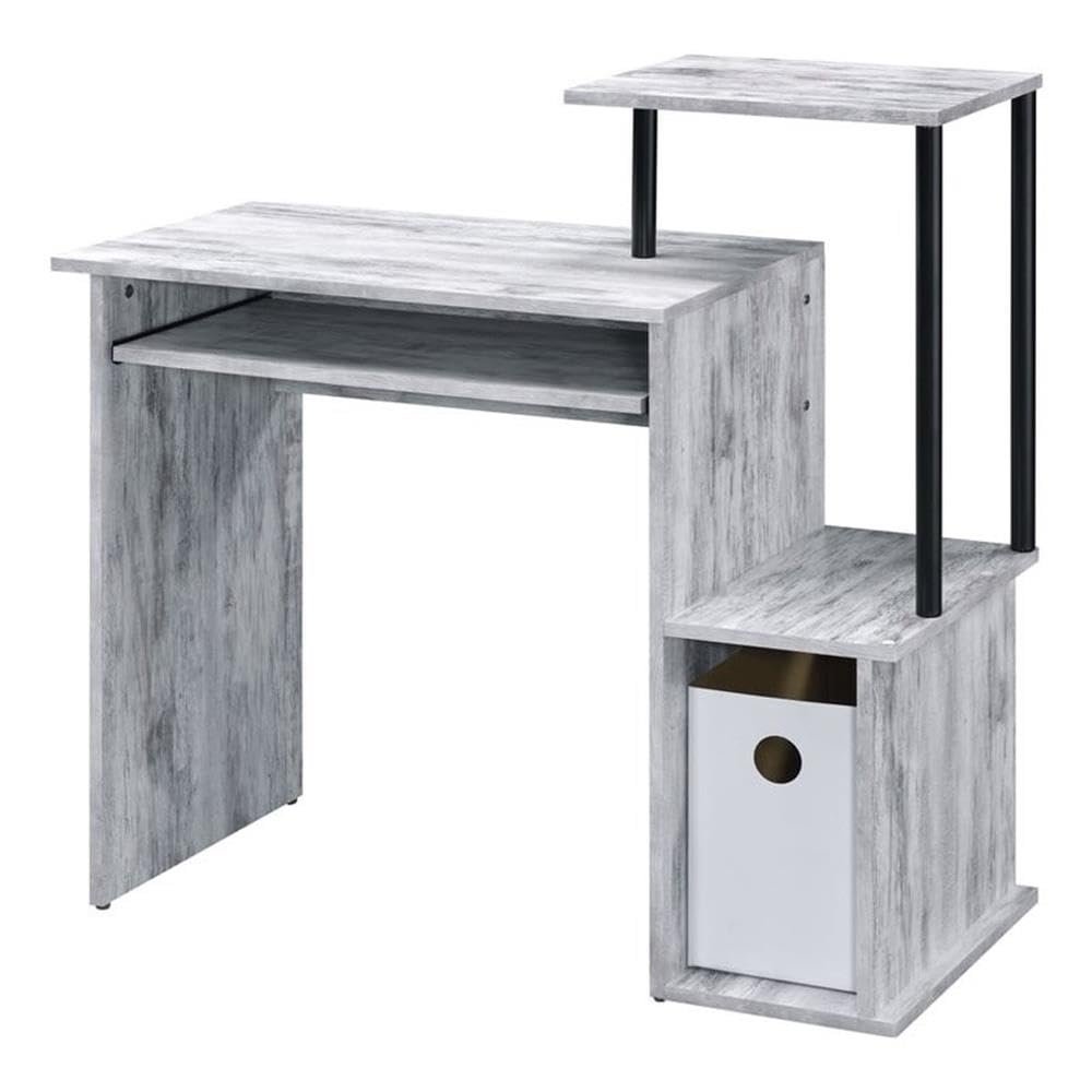 BOWERY HILL Contemporary Wood Computer Desk in Antique White/Black
