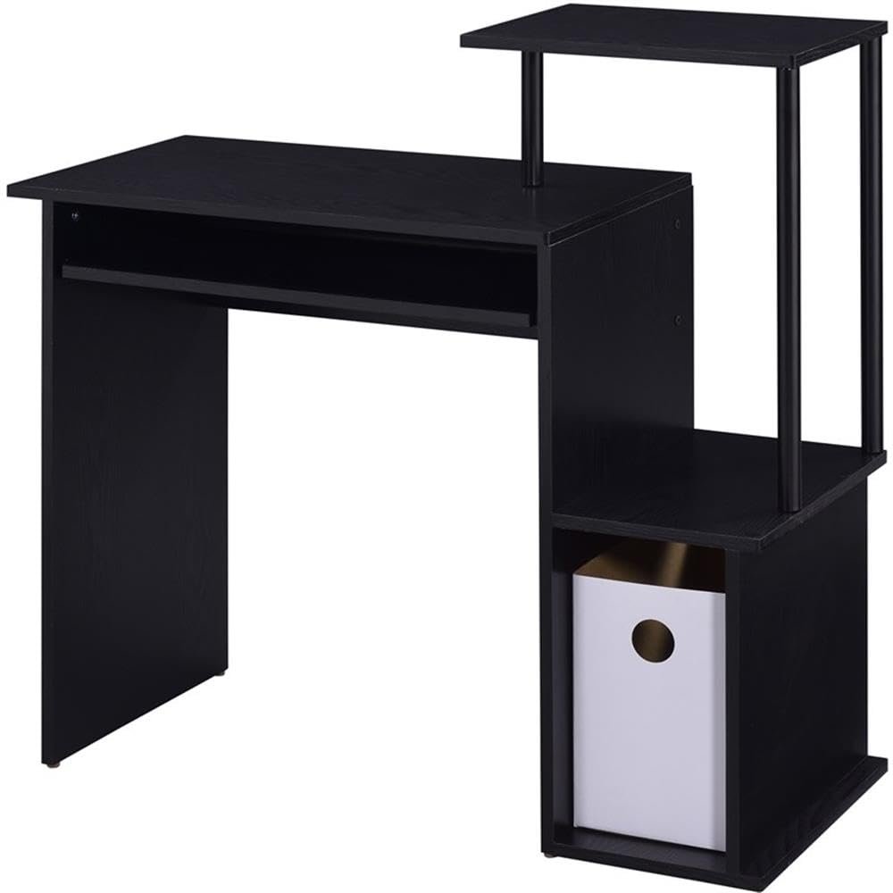 BOWERY HILL Rectangular Table Top Computer Desk in Black Finish